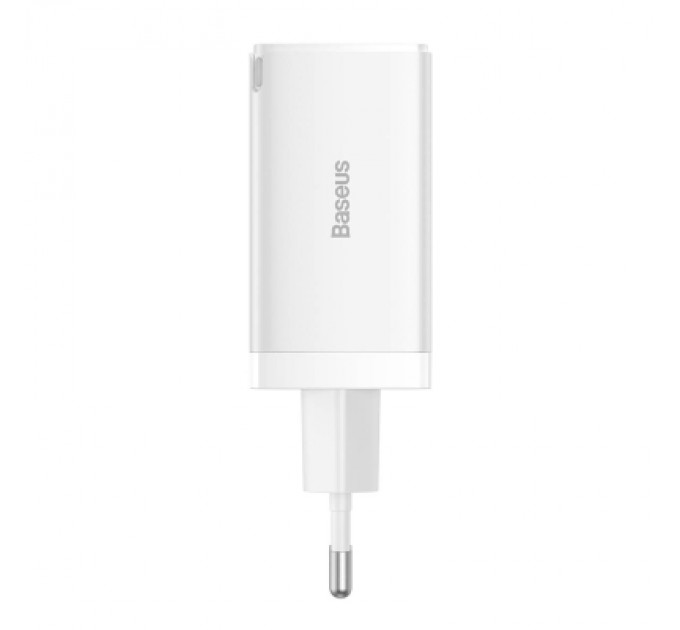 Baseus Зарядний пристрій Baseus 2xUSB-C 65W + 1xUSB GaN + cable USB-C to USB-C 100W 1.0m white (CCGP120202)