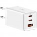 Baseus Зарядний пристрій Baseus 2xUSB-C 65W + 1xUSB GaN + cable USB-C to USB-C 100W 1.0m white (CCGP120202)