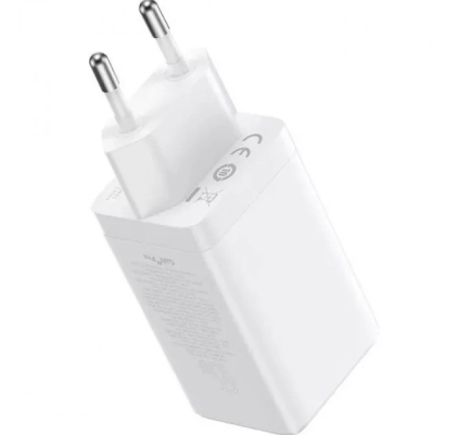 Baseus Зарядний пристрій Baseus 2xUSB-C 65W + 1xUSB GaN + cable USB-C to USB-C 100W 1.0m white (CCGP120202)