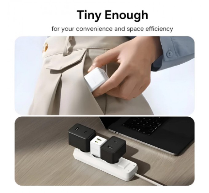 Baseus Зарядний пристрій Baseus 1xUSB-C 20W + 1xUSB white + cable USB-C to USB-C 60W 1.0m (P10111608213-01)