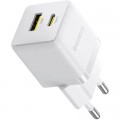 Baseus Зарядний пристрій Baseus 1xUSB-C 30W + 1xUSB white (P1011160A213-00)