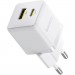 Baseus Зарядний пристрій Baseus 1xUSB-C 30W + 1xUSB white (P1011160A213-00)