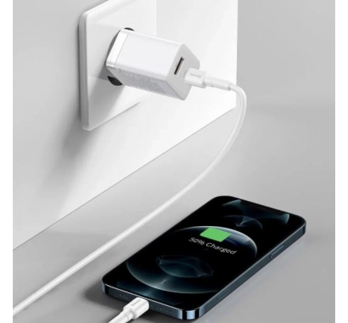 Baseus Зарядний пристрій Baseus 1xUSB-C 30W + 1xUSB white (CCSUPP-E02)