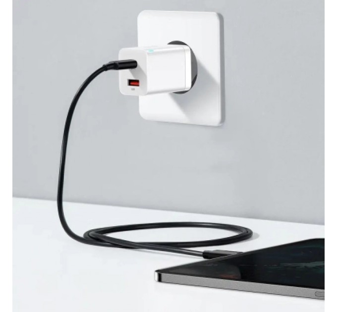 Baseus Зарядний пристрій Baseus 1xUSB-C 30W + 1xUSB white (CCSUPP-E02)