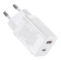 Зарядний пристрій Baseus 1xUSB-C 30W + 1xUSB white (CCSUPP-E02)