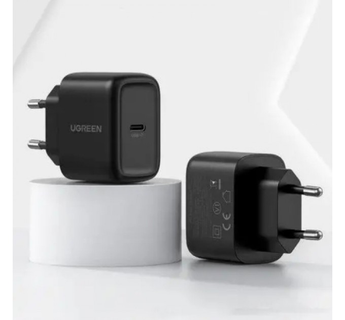 Ugreen Зарядний пристрій Ugreen USB-C PD25W + cable USB-C to USB-C 2.0m CD250 black (50581)