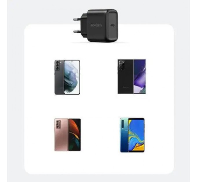 Ugreen Зарядний пристрій Ugreen USB-C PD25W + cable USB-C to USB-C 2.0m CD250 black (50581)