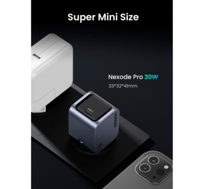 Ugreen Зарядний пристрій Ugreen USB-C PD30W GaN X703 gray (35006)