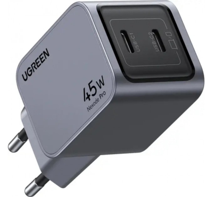 Ugreen Зарядний пристрій Ugreen 2xUSB-C PD45W GaN X707 gray (35008)