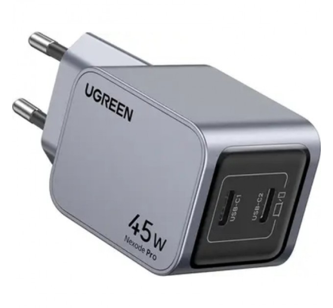 Ugreen Зарядний пристрій Ugreen 2xUSB-C PD45W GaN X707 gray (35008)
