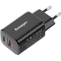Зарядний пристрій Essager 1xUSB + 1xUSB-C PD30W black (ECTPQS-ZTB01)