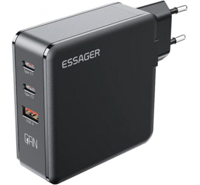 Essager Зарядний пристрій Essager 2xUSB-C + 1xUSB 140W GaN (ECT2CA-ZCB01-Z)