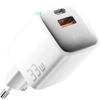 Зарядний пристрій Essager 1xUSB + 1xUSB-C 33W GaN white (ECTAC-JXB02-Z)