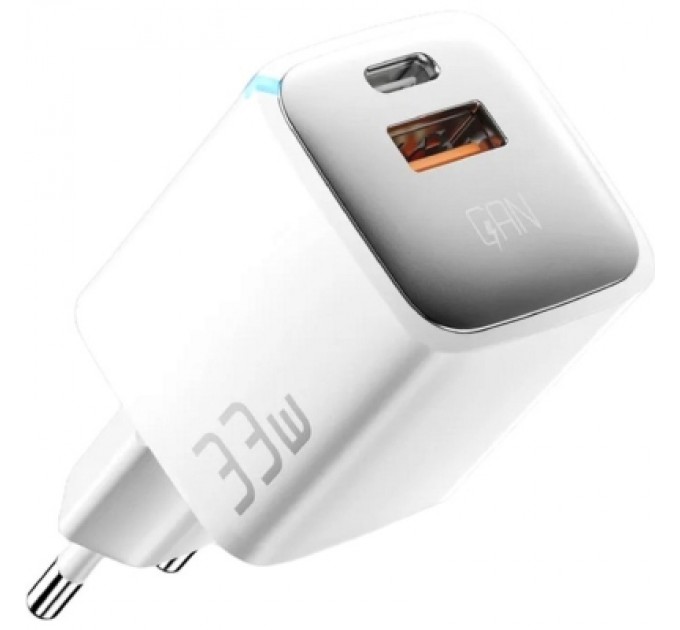 Essager Зарядний пристрій Essager 1xUSB + 1xUSB-C 33W GaN white (ECTAC-JXB02-Z)