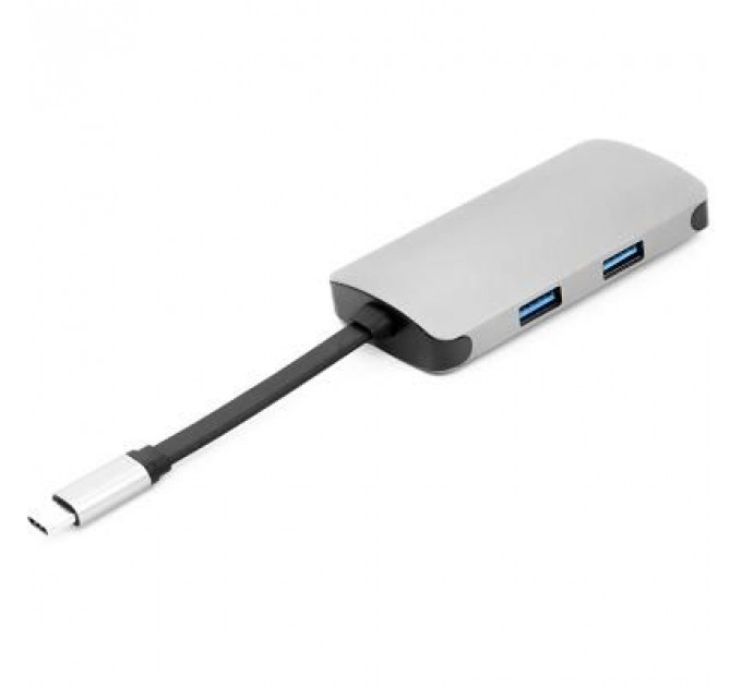Концентратор PowerPlant Type-C - HDMI 4K, USB 3.0, USB Type-C, RJ45 (CA911691)