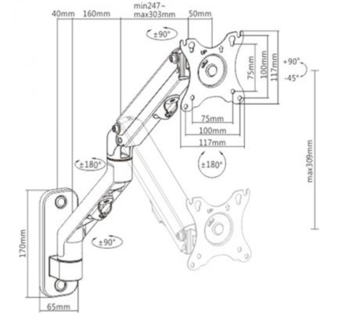 Gembird Кронштейн Gembird MA-WA1-02