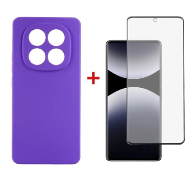 Dengos Чохол до мобільного телефона Dengos Kit Xiaomi Redmi Note 14 Pro case Carbon + glass (Purple) (DG-KM-130)