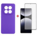 Dengos Чохол до мобільного телефона Dengos Kit Xiaomi Redmi Note 14 Pro case Carbon + glass (Purple) (DG-KM-130)