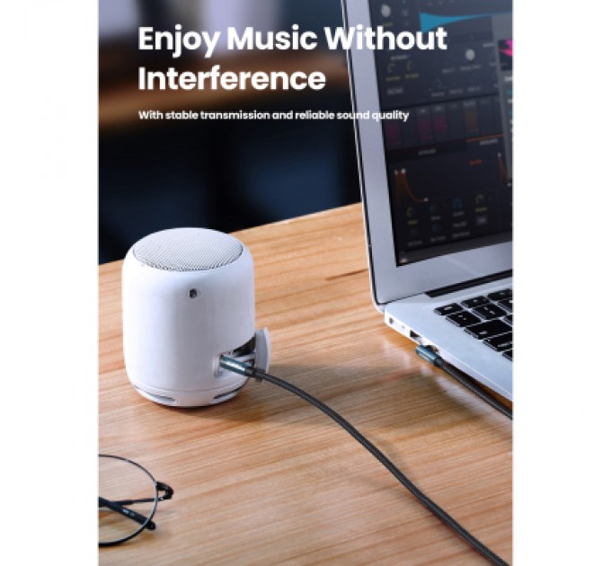 Ugreen Кабель мультимедійний 3.5mm M to 3.5mm M 1.5m 90° corner AV112 blue Ugreen (60180)