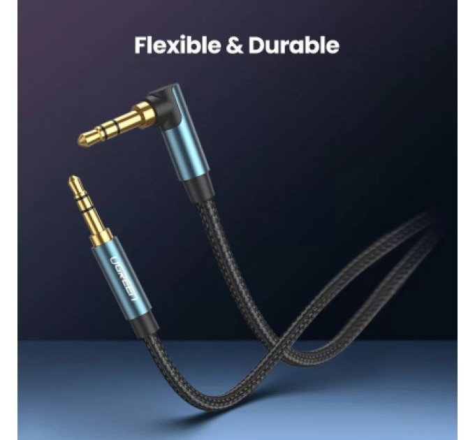 Ugreen Кабель мультимедійний 3.5mm M to 3.5mm M 1.0m 90° corner AV112 blue Ugreen (60179)