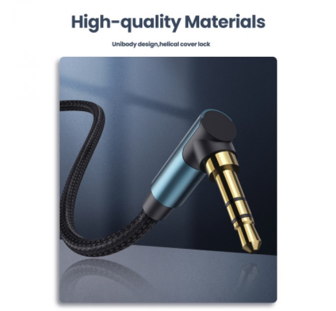Ugreen Кабель мультимедійний 3.5mm M to 3.5mm M 1.0m 90° corner AV112 blue Ugreen (60179)