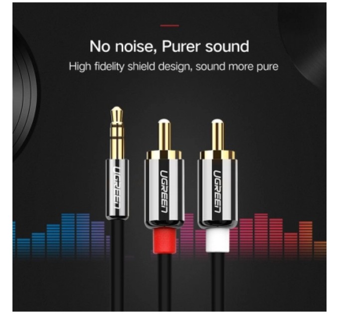 Ugreen Кабель мультимедійний 3.5mm M to 2xRCA M 1.0m AV116 black Ugreen (10749)