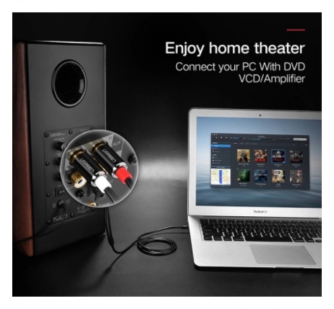 Ugreen Кабель мультимедійний 3.5mm M to 2xRCA M 2.0m AV116 black Ugreen (10584)