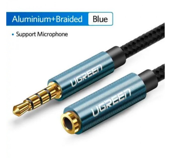 Ugreen Кабель мультимедійний 3.5mm M to 3.5mm F 1.0m AV118 blue Ugreen (40673)