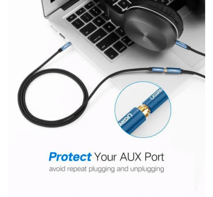 Ugreen Кабель мультимедійний 3.5mm M to 3.5mm F 1.0m AV118 blue Ugreen (40673)