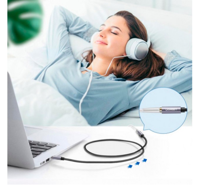 Ugreen Кабель мультимедійний 3.5mm M to 3.5mm F 1.0m AV118 gray Ugreen (10592)