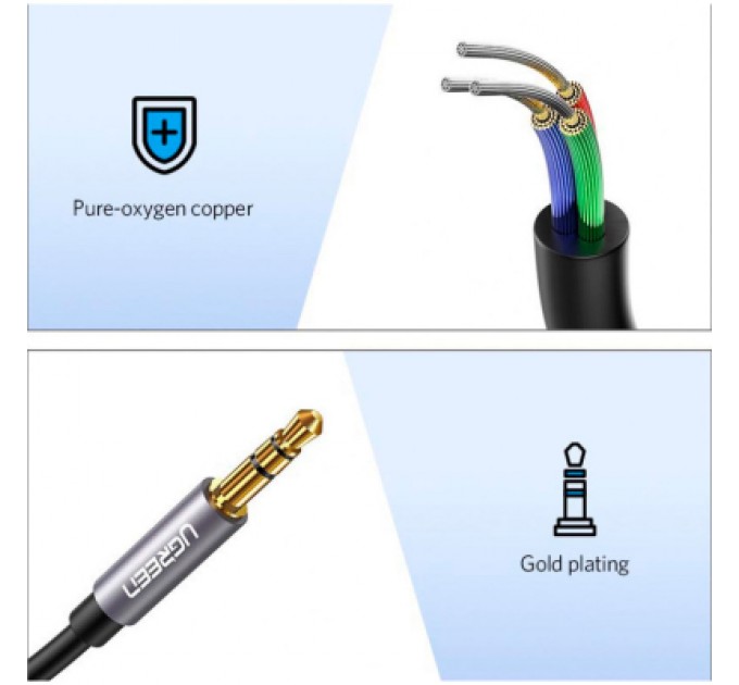 Ugreen Кабель мультимедійний 3.5mm M to 3.5mm F 1.0m AV118 gray Ugreen (10592)