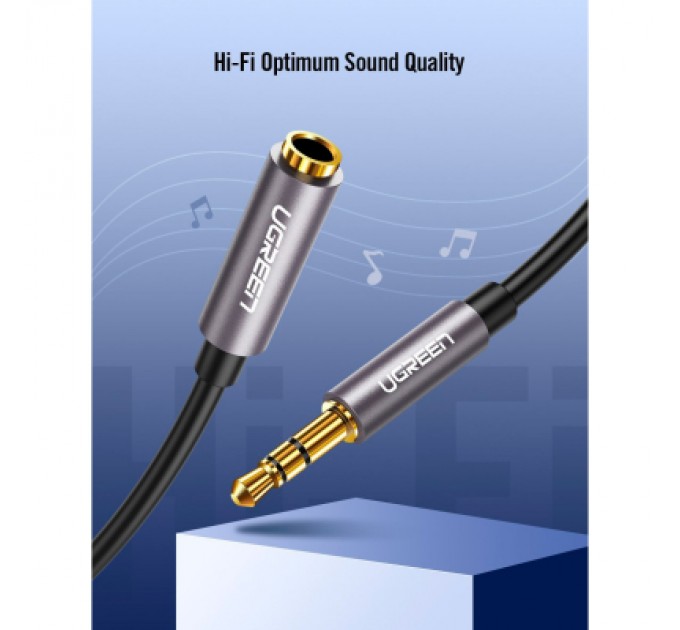 Ugreen Кабель мультимедійний 3.5mm M to 3.5mm F 1.0m AV118 gray Ugreen (10592)
