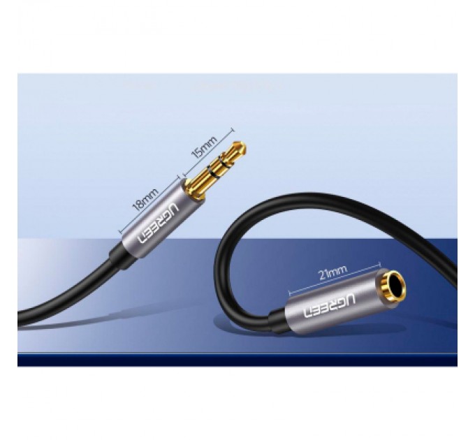 Ugreen Кабель мультимедійний 3.5mm M to 3.5mm F 1.0m AV118 gray Ugreen (10592)