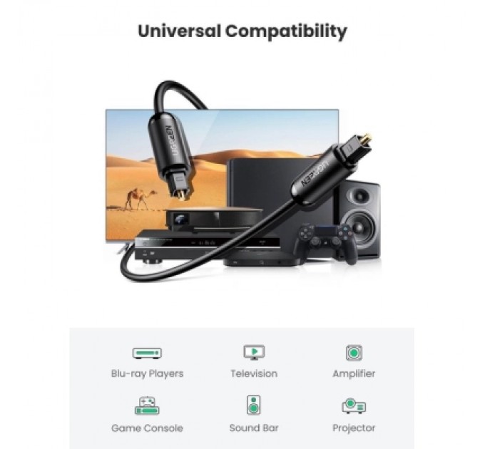 Ugreen Кабель мультимедійний Optical Toslink 1.0m AV122 black Ugreen (70890)
