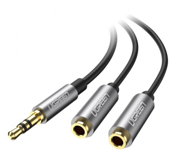 Ugreen Кабель мультимедійний 3.5mm M to 2x3.5mm F 0.2m AV123 black Ugreen (10532)