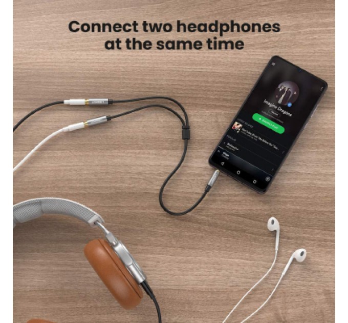 Ugreen Кабель мультимедійний 3.5mm M to 2x3.5mm F 0.2m AV123 black Ugreen (10532)