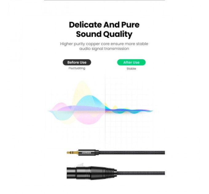 Ugreen Кабель мультимедійний 3.5mm M to XLR F 1.0m AV182 black Ugreen (20763)
