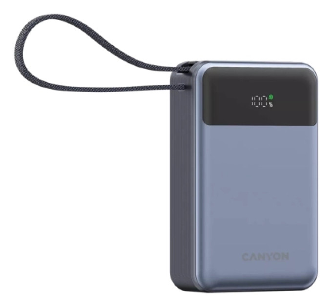 Canyon Батарея універсальна Canyon 20000mAh OnPower 600 PD/65W built-in cable Dark Grey (CNS-CPB600DG)
