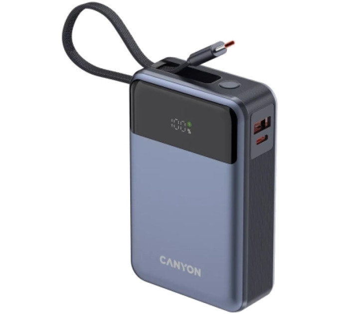 Canyon Батарея універсальна Canyon 20000mAh OnPower 600 PD/65W built-in cable Dark Grey (CNS-CPB600DG)