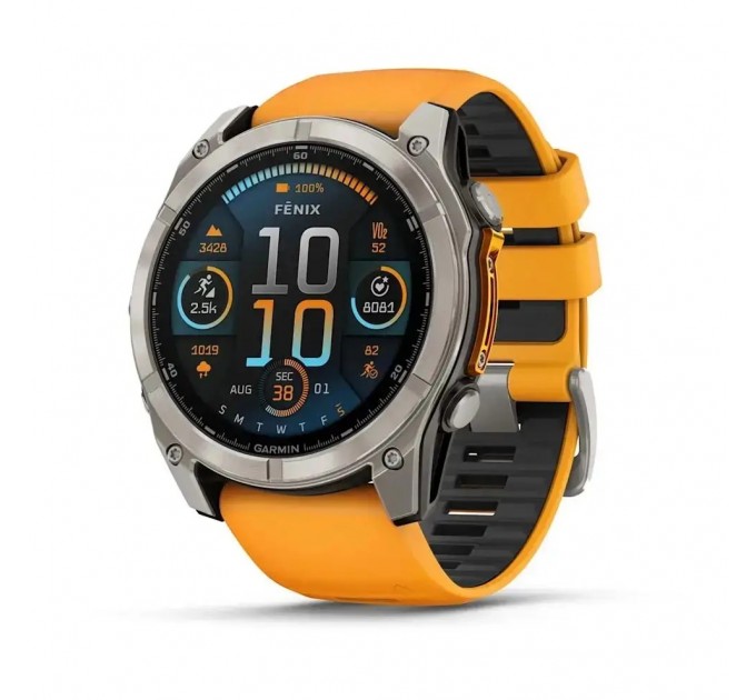 Garmin Смарт-годинник Garmin Fenix 8 47mm AMOLED Sapphire Graphite DLC Titanium with Spark Orange Silicone (010-02904-19)