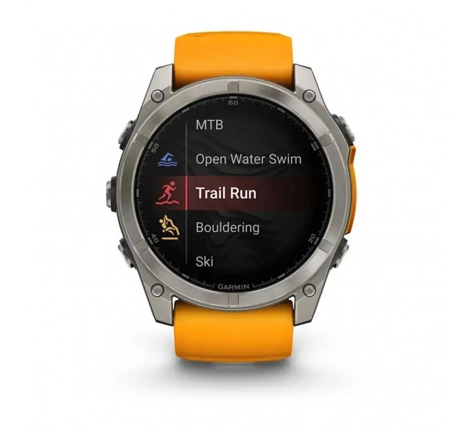Garmin Смарт-годинник Garmin Fenix 8 47mm AMOLED Sapphire Graphite DLC Titanium with Spark Orange Silicone (010-02904-19)