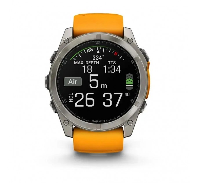 Garmin Смарт-годинник Garmin Fenix 8 47mm AMOLED Sapphire Graphite DLC Titanium with Spark Orange Silicone (010-02904-19)