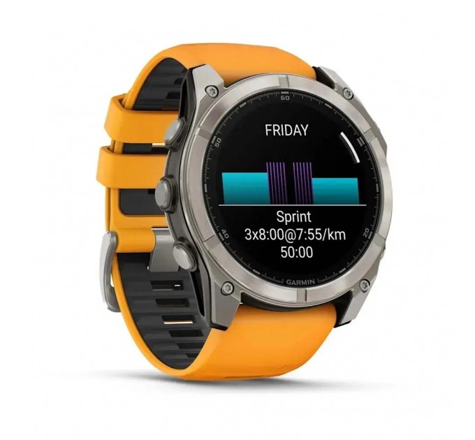 Garmin Смарт-годинник Garmin Fenix 8 47mm AMOLED Sapphire Graphite DLC Titanium with Spark Orange Silicone (010-02904-19)