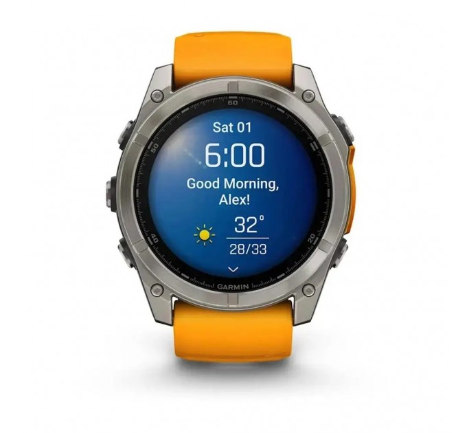 Garmin Смарт-годинник Garmin Fenix 8 47mm AMOLED Sapphire Graphite DLC Titanium with Spark Orange Silicone (010-02904-19)