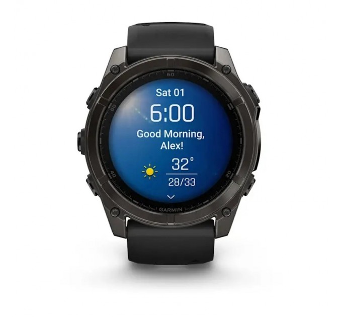 Garmin Смарт-годинник Garmin Fenix 8 51mm AMOLED Sapphire Carbon Gray DLC Titanium with Black Silicone (010-02905-63)