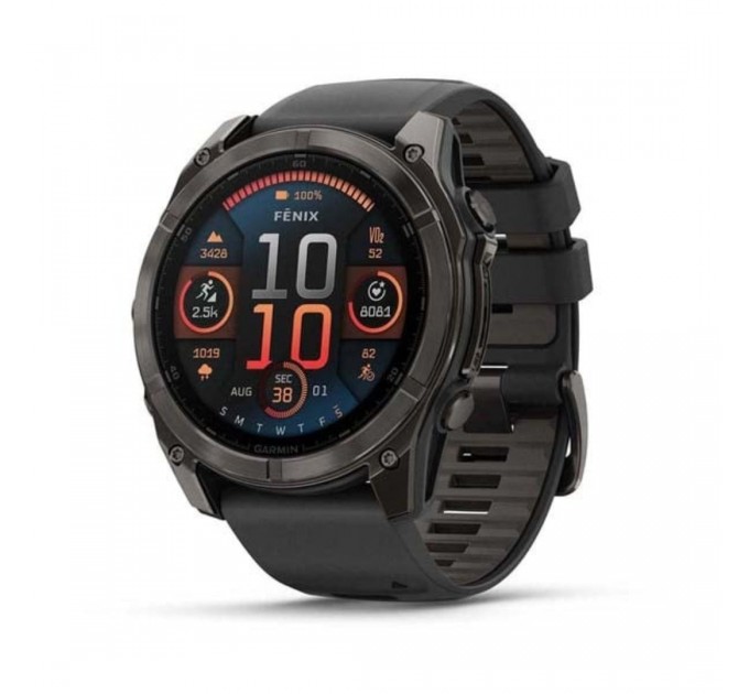 Garmin Смарт-годинник Garmin Fenix 8 51mm AMOLED Sapphire Carbon Gray DLC Titanium with Black Silicone (010-02905-63)