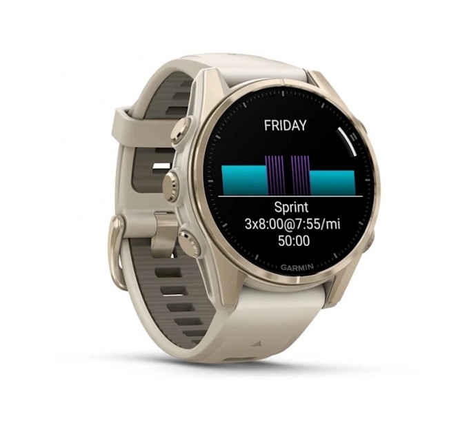 Garmin Смарт-годинник Garmin Fenix 8 43mm AMOLED Sapphire Soft Gold with Fog Gray Silicone (010-02903-18)