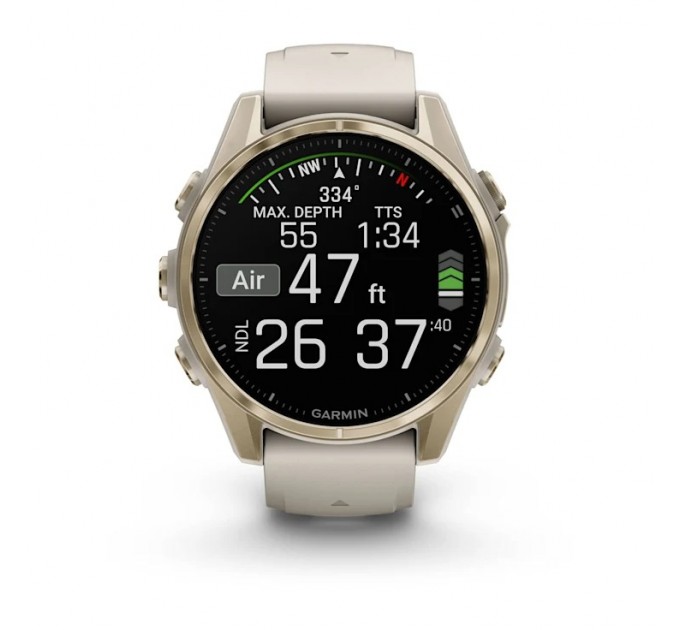 Garmin Смарт-годинник Garmin Fenix 8 43mm AMOLED Sapphire Soft Gold with Fog Gray Silicone (010-02903-18)
