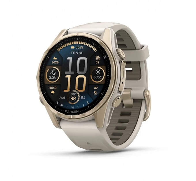 Garmin Смарт-годинник Garmin Fenix 8 43mm AMOLED Sapphire Soft Gold with Fog Gray Silicone (010-02903-18)