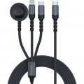 Promate Дата кабель USB-C to Lightning 27W + USB-C 60W + Apple Watch 2.5W 1.5m icharge trio black Promate (icharge-trio.black)